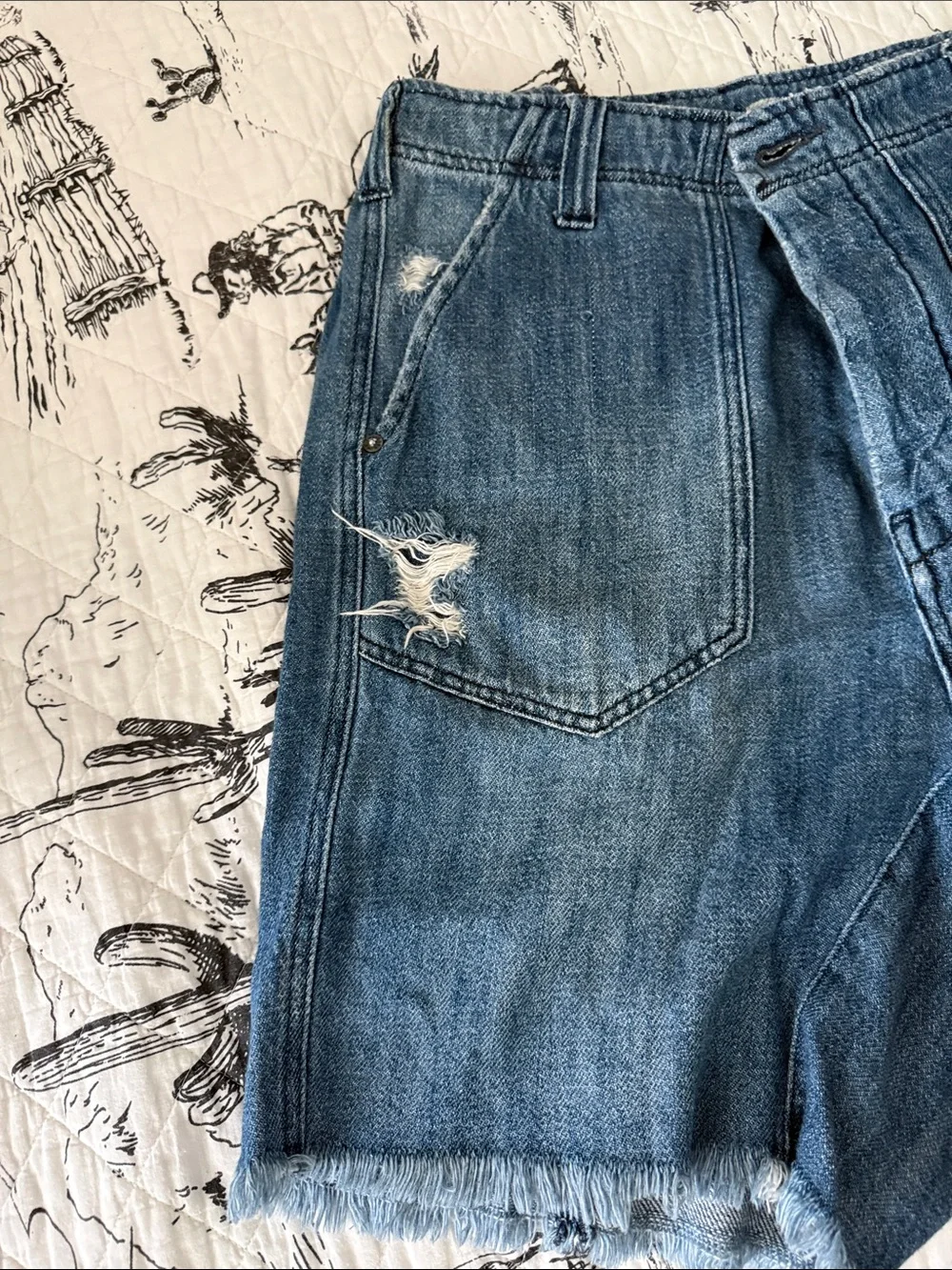 We The Free Blue Denim Shorts